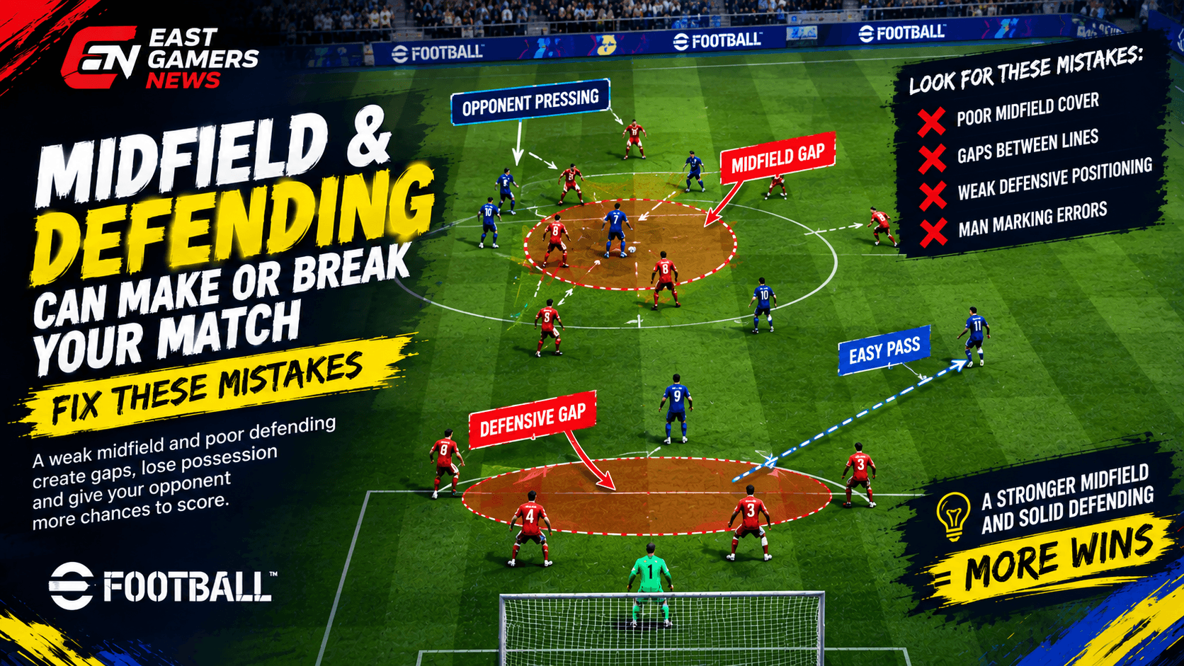 eFootball midfield and defending mistakes