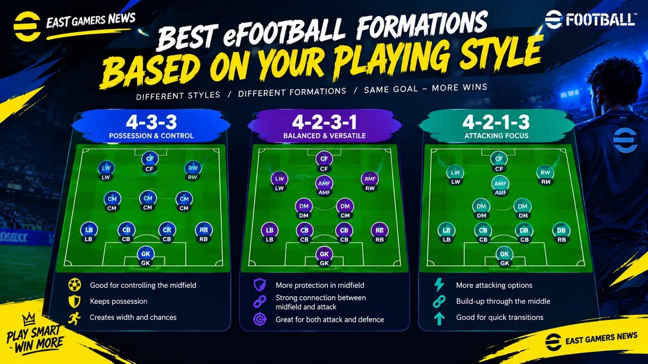 eFootball formation and midfield control